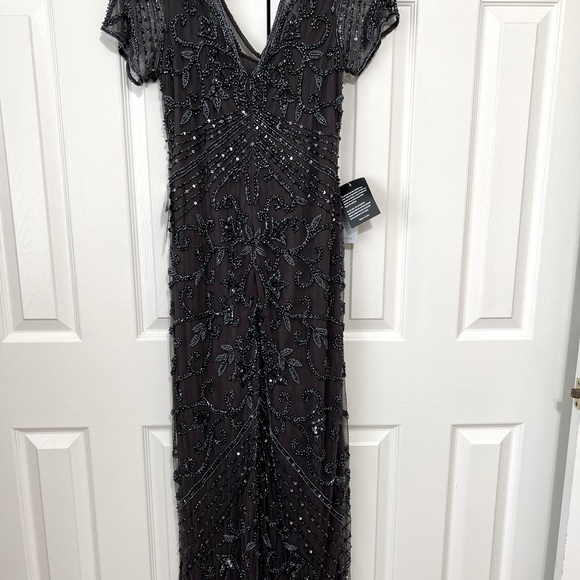 Pisarrio Nights Fully beaded mesh Column Gown. - Picture 4 of 14